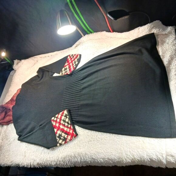 Jessica Howard Fit&Flare Knit Sweater Midi Dress Contrast Trim Black Women's L.. - Picture 12 of 15